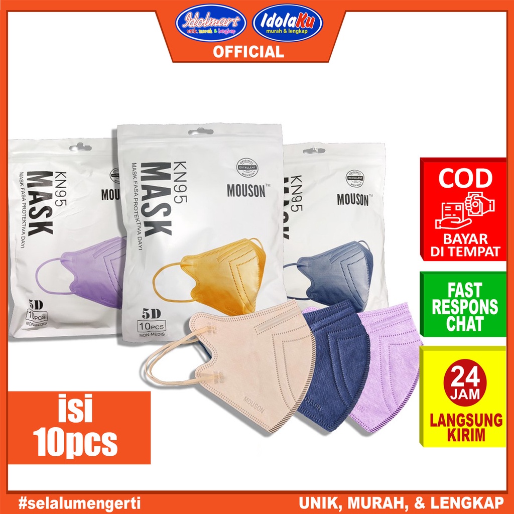 IDOLMART Masker KN95 Warna Mouson Pro 5ply isi 10pcs Surabaya