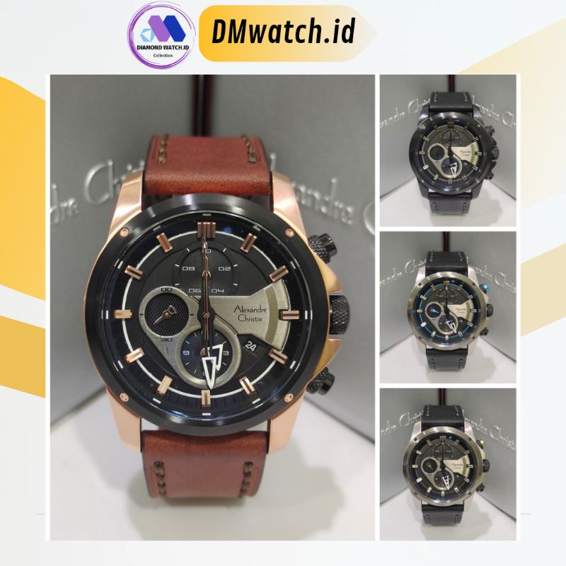 Jam Tangan Pria Alexandre Christie AC 6593 AC6593 Tali Kulit Sport Alexander Garansi Resmi 1 tahun