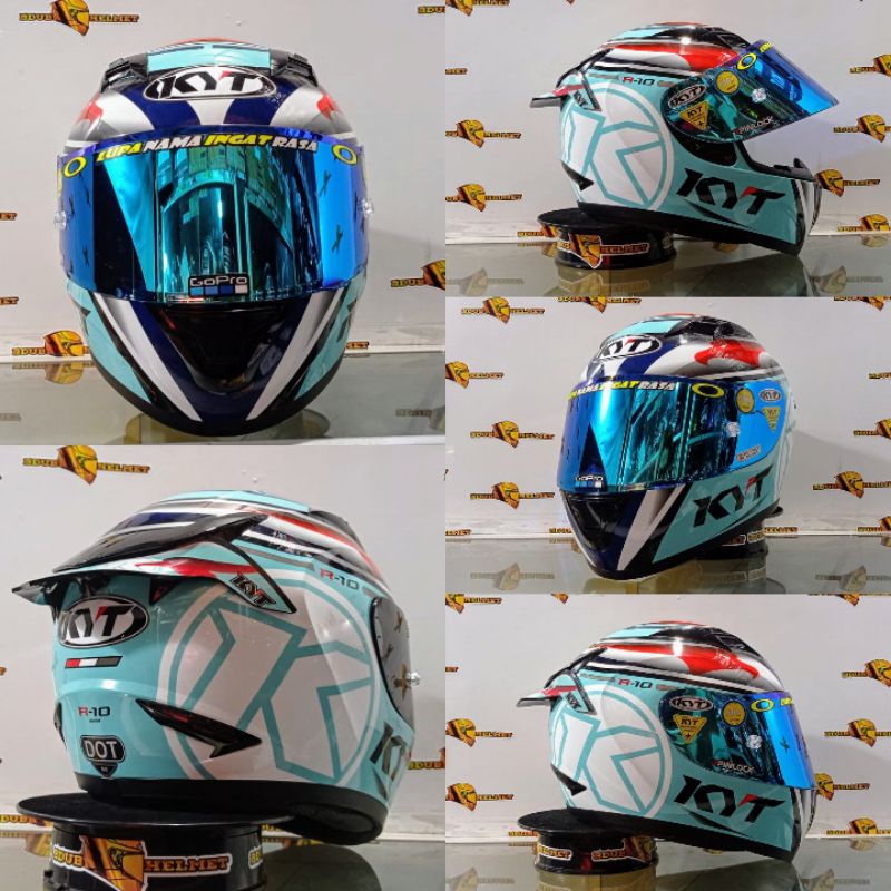 Helm KYT R10 AquaMarine /Aqua blue Paket Ganteng (Ongkir Termurah 2kg)-GANTENG AQUAMARINE-1