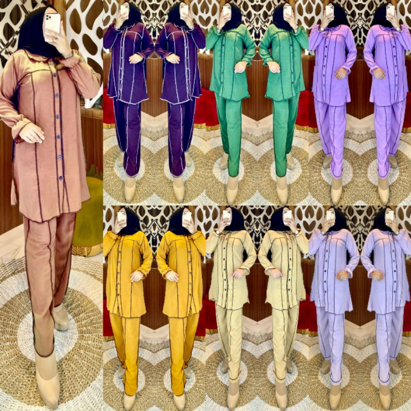 SCH_ oneset premium terlaris oneset crinkle terbalik | oneset terbaru | setelan celana | tunik kemej