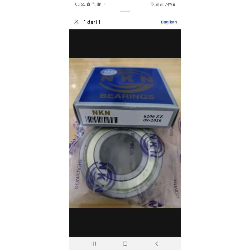 Ball bearing 6206 ZZ NKN