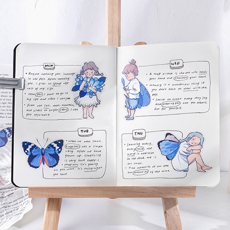 Papermore 20pcs Stiker Motif Island Warna Biru Untuk Dekorasi Handbook