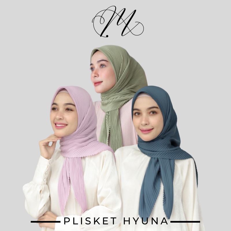 Kerudung Plisket Segiempat Polos HYUNA Hijab Pollycotton Jilbab Bela plisket Grosir Murah termurah