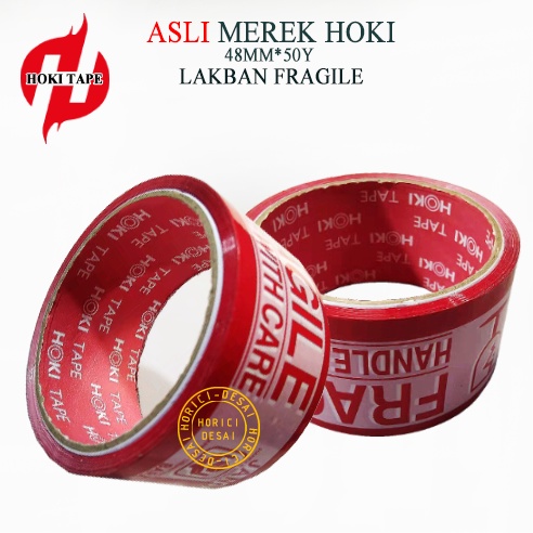 ASLI FULL MEREK HOKI LAKBAN FRAGILE 48MM*50Y JANGAN DI BANTING ISOLASI