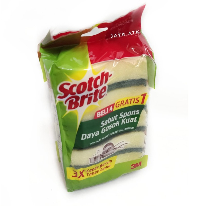 SPONS SABUT CUCI PIRING SCOTCH BRITE ID-30P5 SET 5 MURAH SPON CUCI PIRING HIJAU