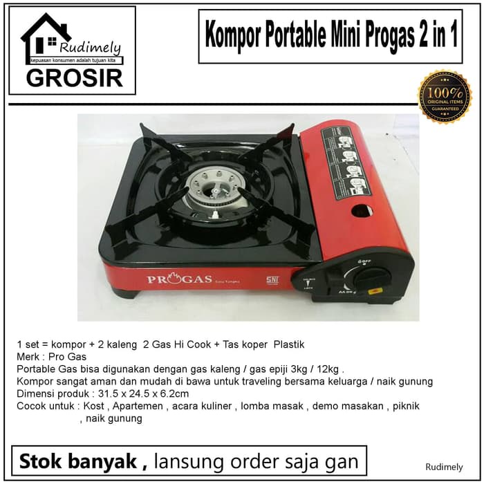 GROSIR Kompor Portable Gas kaleng / gas epiji Mini Progas 2 in 1