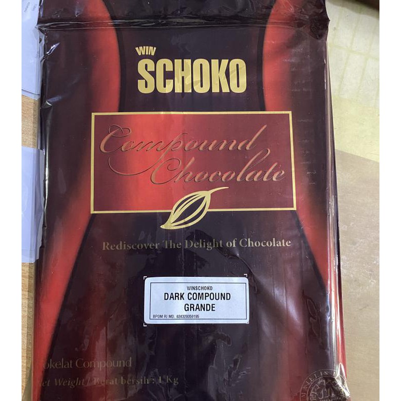

Schoko Dark Compound chocolate 1 kg Grande / coklat masak dcc