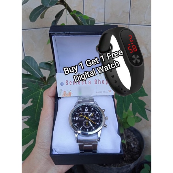 jam tangan pria analog digital free box dan batre cadangan || kado hampers ulang tahun cowok termurah