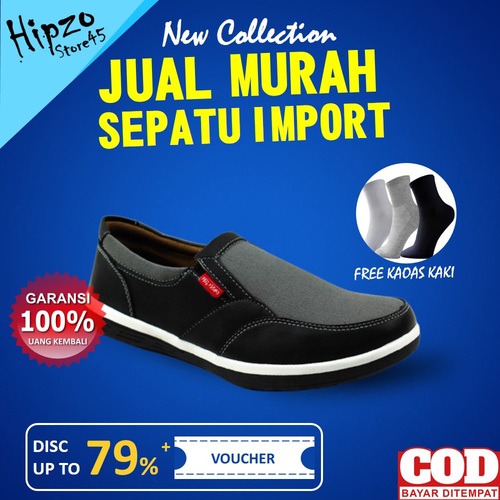 Sepatu PriaSlip On Sepatu Cowok Sepatu Kerja Casual Pria Murah Original Hipzo HIPZO M49