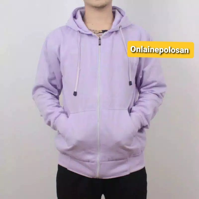 Jaket HOODIE ZIPPER RESLETING WARNA UNGU MUDA