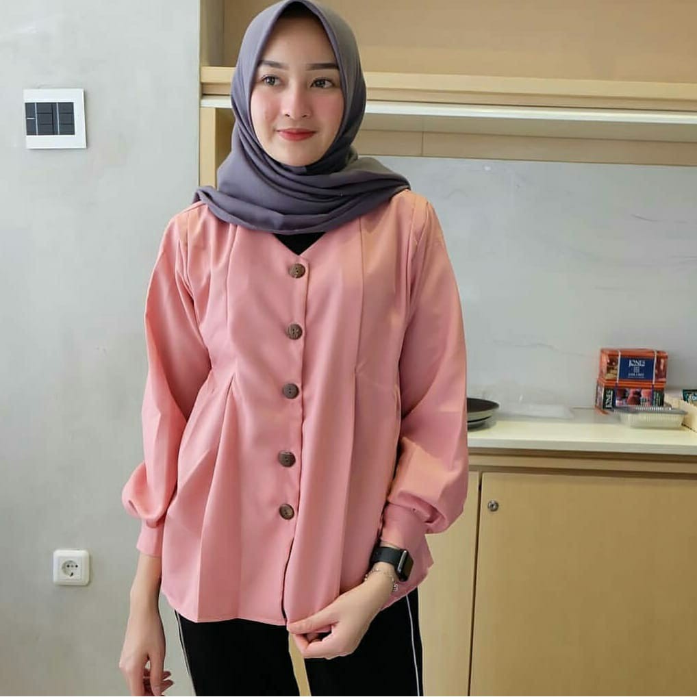 HR Sasmita Blouse Navy Peach