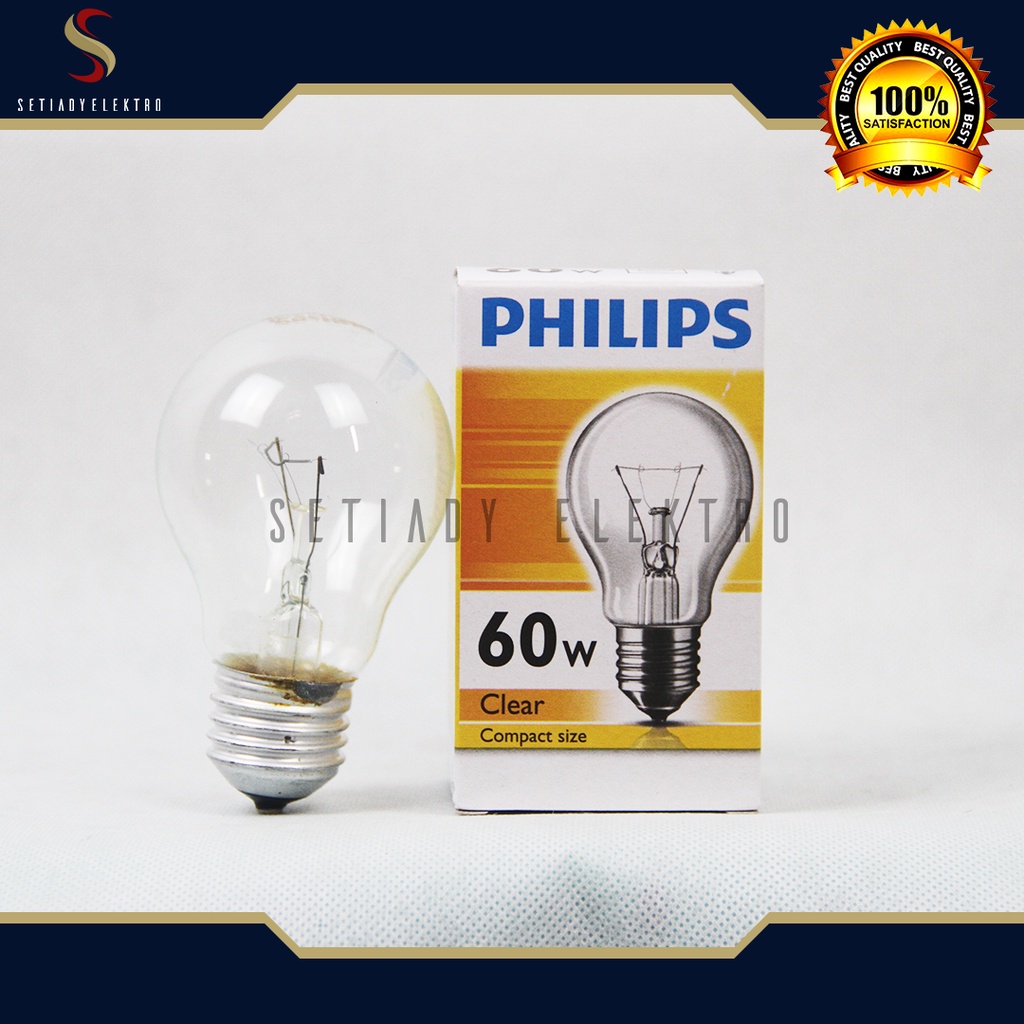 Philips Bohlam Lampu Dop Pijar 60 Watt Clear E27 220V penghangat ayam