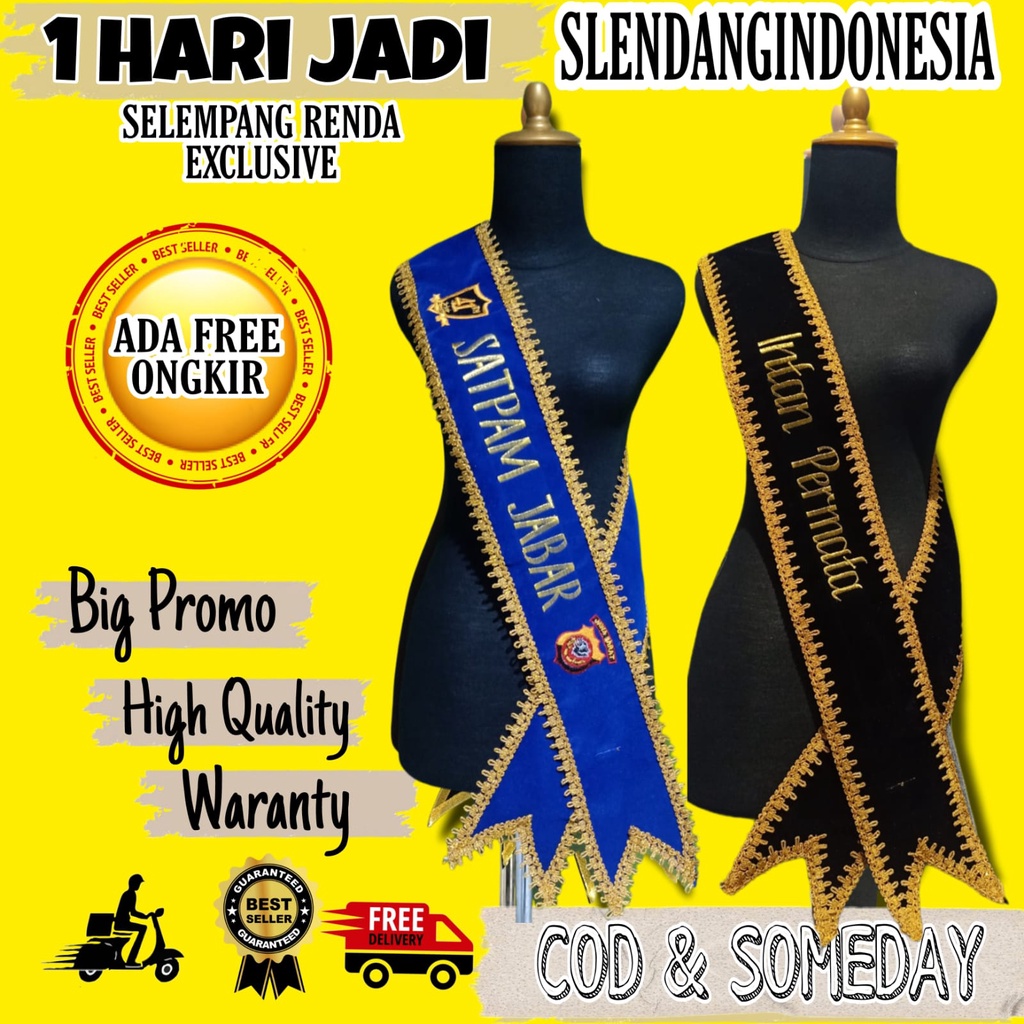 selempang wisuda bludru renda
