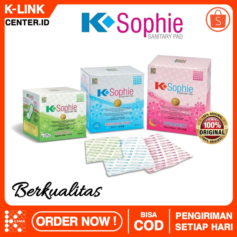 K-SOPHIE DAILY USE PANTYLINER DAY USE REGULAR FLOW OVERNIGHT NIGHT USE PEMBALUT WANITA ORIGINAL K-LI