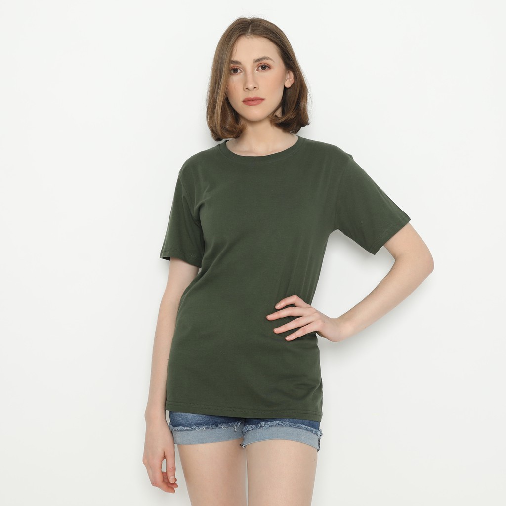 DAILY_STYLE1119 - KAOS WANITA POLOS ARMY / ARMY /  KAOS POLOS