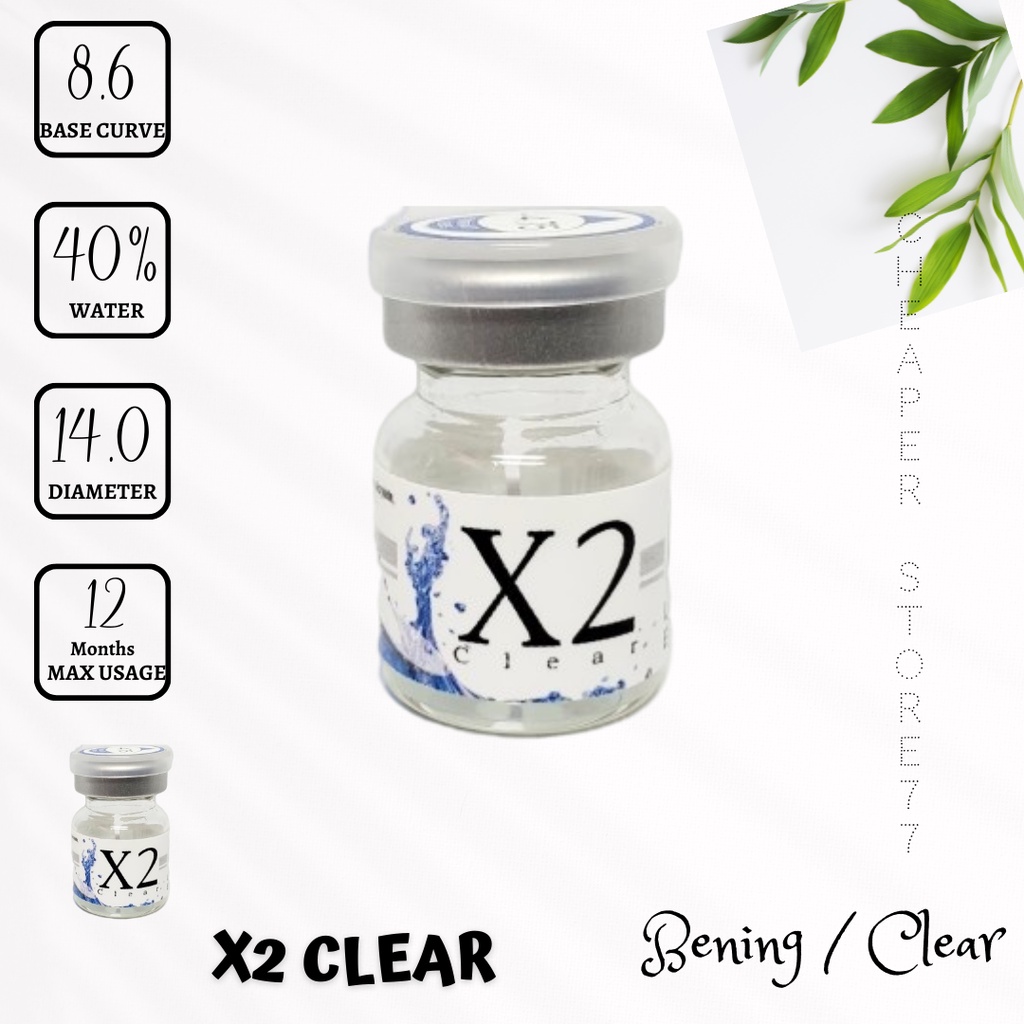 SOFTLENS X2 CLEAR 1 TAHUN ( BENING ) 0.50 SD 4.50 | HARGA PERBOTOL | SEPASANG WAJIB BELI 2 BOTOL