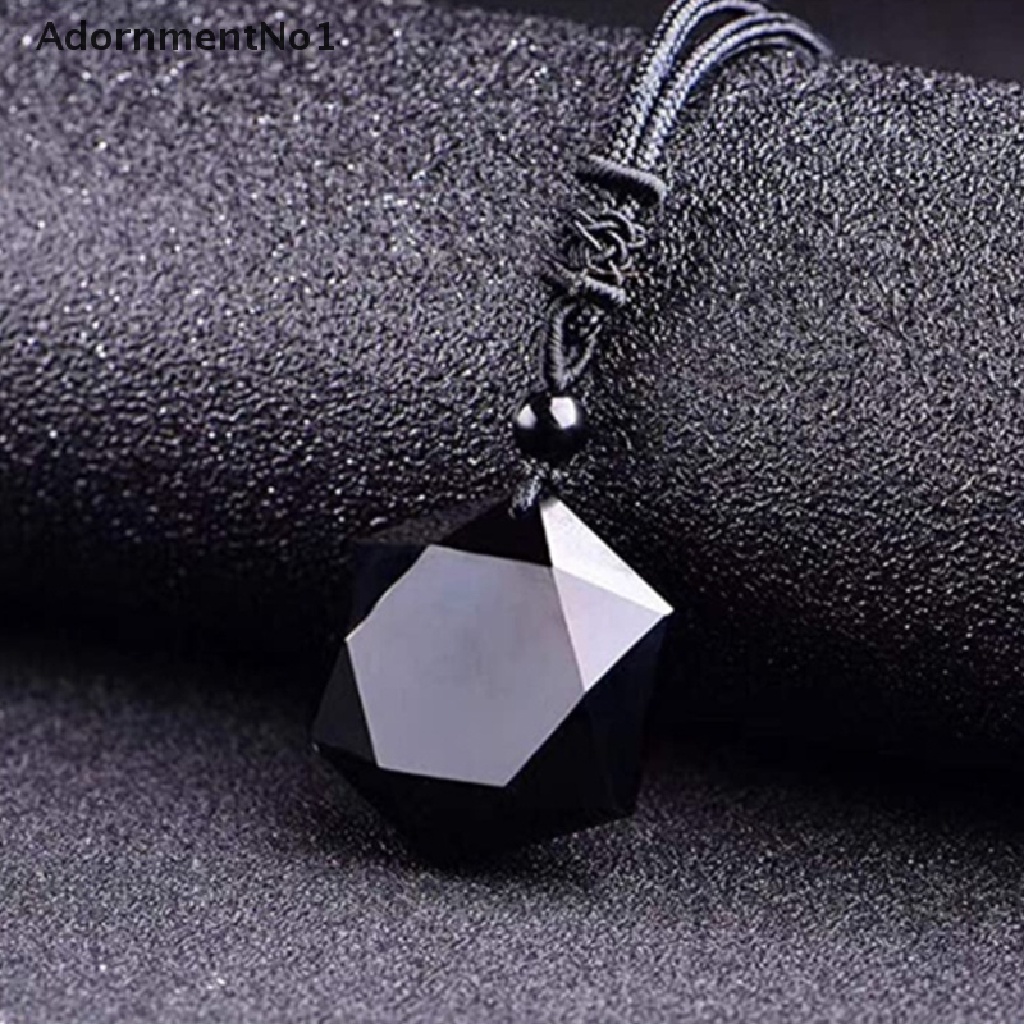 (AdornmentNo1) Kalung Jimat Keberuntungan Bahan Batu Obsidian + Kristal Untuk Wanita