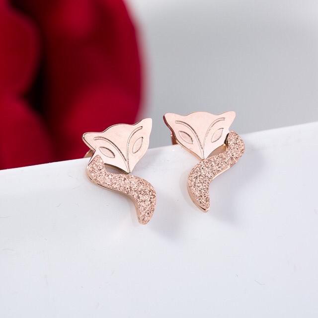 Anting Titanium Lapis Emas Model Rubah Rose Gold 009