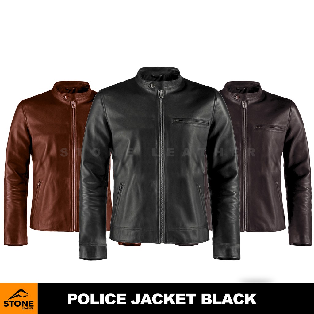 Jaket Kulit Pria Elegan Police/Jaket Kulit Sintetis Termurah Outerwear/ Jaket Pria