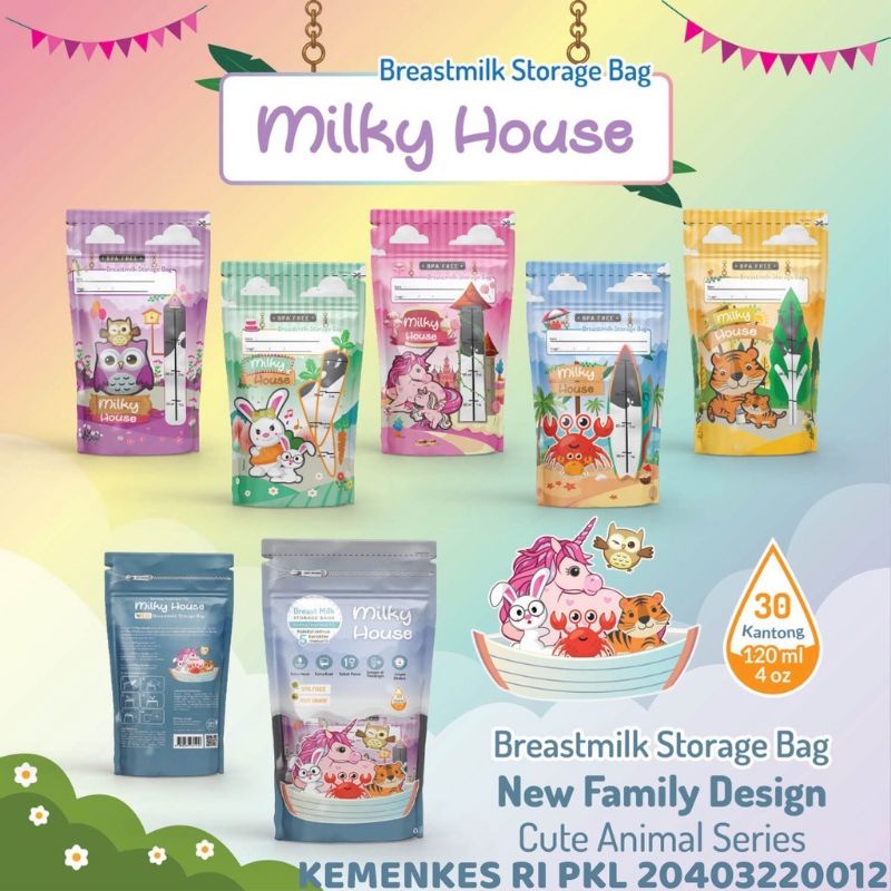 Kantong ASI 120ml isi 30 lembar breast milk storage bag kantong penyimpan asi milky house BPA Free kantong susu