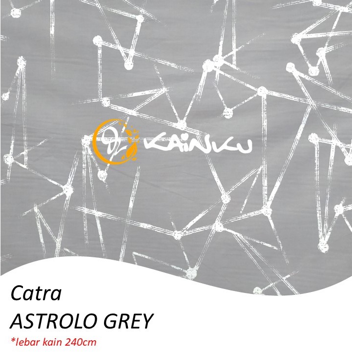 KAINKU - Kain Meteran Katun CATRA &quot;ASTROLO GREY &amp; WHITE RASI BINTANG MINIMALIS&quot; (harga 1 meter)