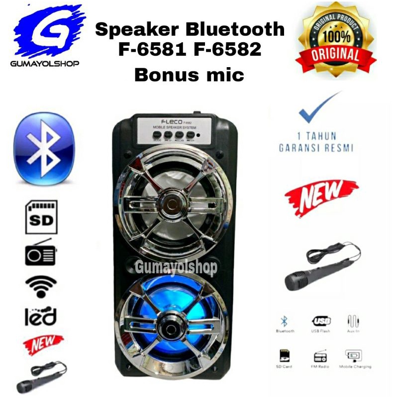 Speaker Karaoke Bluetooth Fleco F - 6581 - 6582 / Speaker Bluetooth Karoke Fleco Bonus Mic