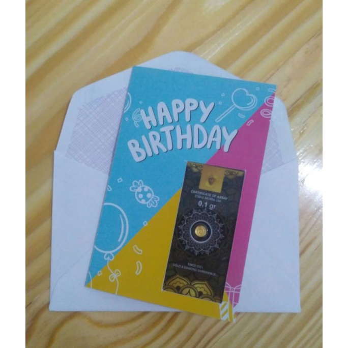 Kartu Ucapan Minigold, Eoa gold, emas mini, salam gold + gratis Amplop putih-Birthday