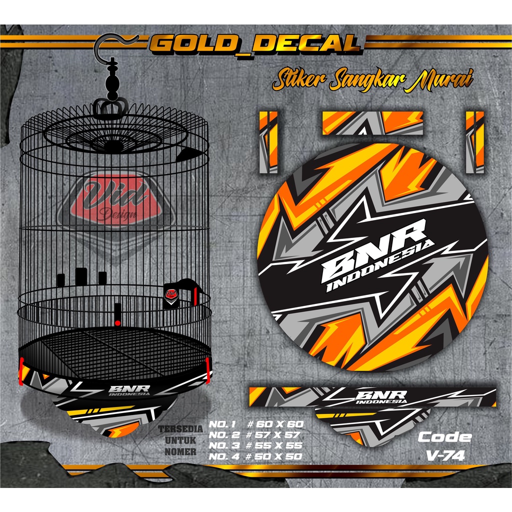 Stiker Decal Sangkar Murai Tebok Bulat Bnr Indonesia No 1 2 3 4
