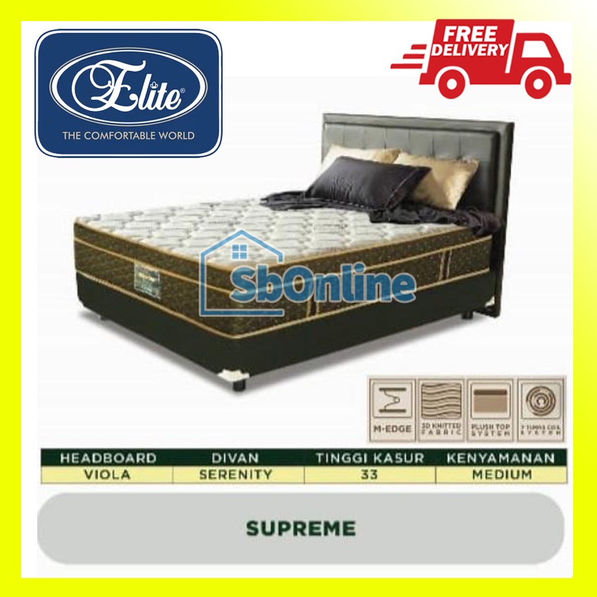 Springbed Elite Serenity Supreme 100x200 Plush Top Full Set (Matras Divan Sandaran) Harga Pabrik