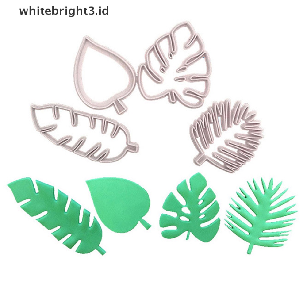 (whitebright3.id) 4pcs / set Cetakan Kue / Permen / Biskuit Bentuk Daun Tropis DIY