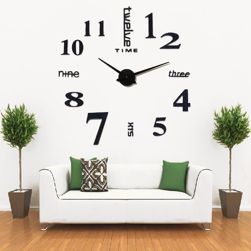 Jam Dinding Tempel Jam Dinding DIY Jam Dinding Analog Giant Quart Giant Wall Clock Diameter 80-130cm Tempel Besar Huruf Angka Jumbo