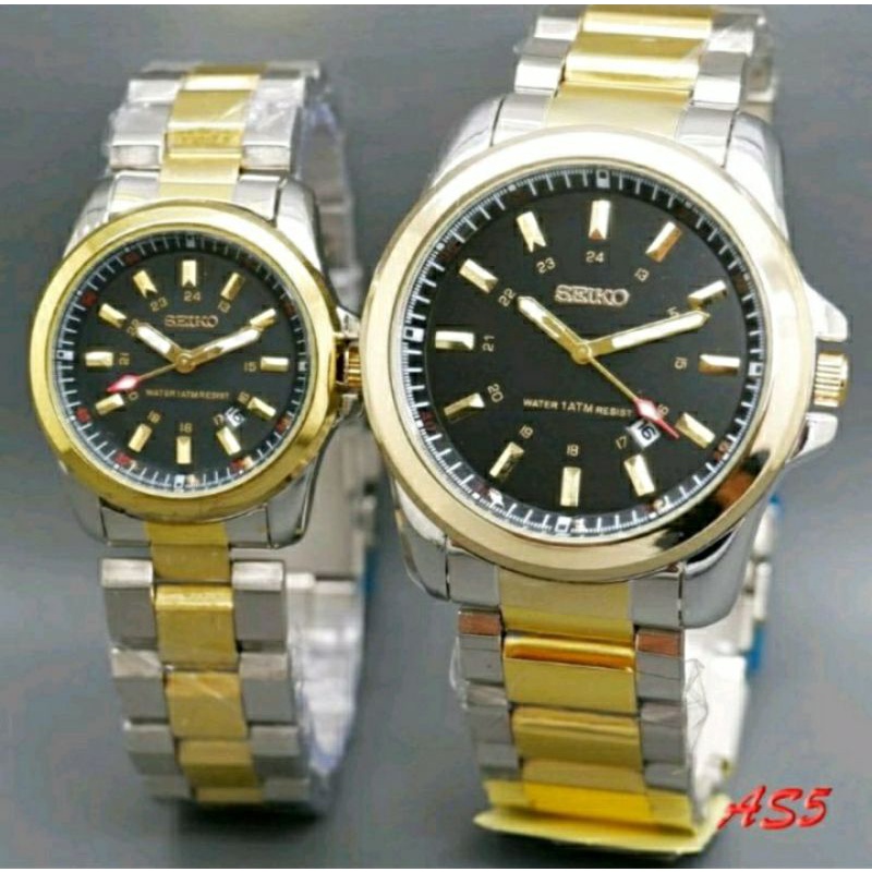 JAM TANGAN COUPLE SEPASANG KEKASIH TANGGAL ON JAM TANGAM ORIGINAL ANTI KARAT-JAM TANGAN SEIKO VIRALL