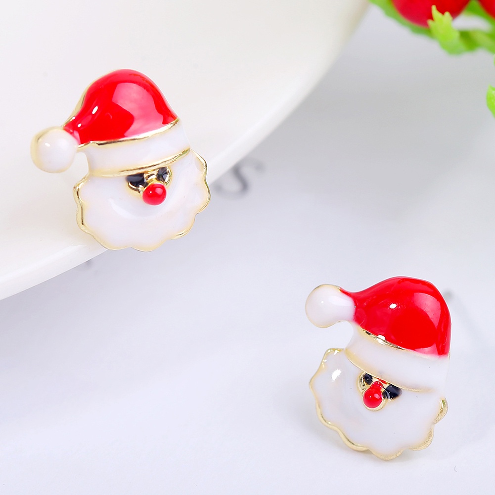 Hu Hu Hu Hu Hu Alat Bantu Pasang Kacamata♡ Anting Tusuk Wanita Bentuk Tongkat Permen Snowflake Untuk Pesta Natal