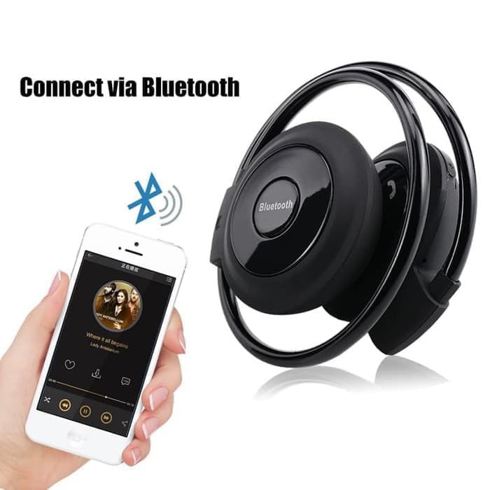 Headset Jogging Sport Bluetooth Music Wireless FM MP3 Nirkabel - Hitam