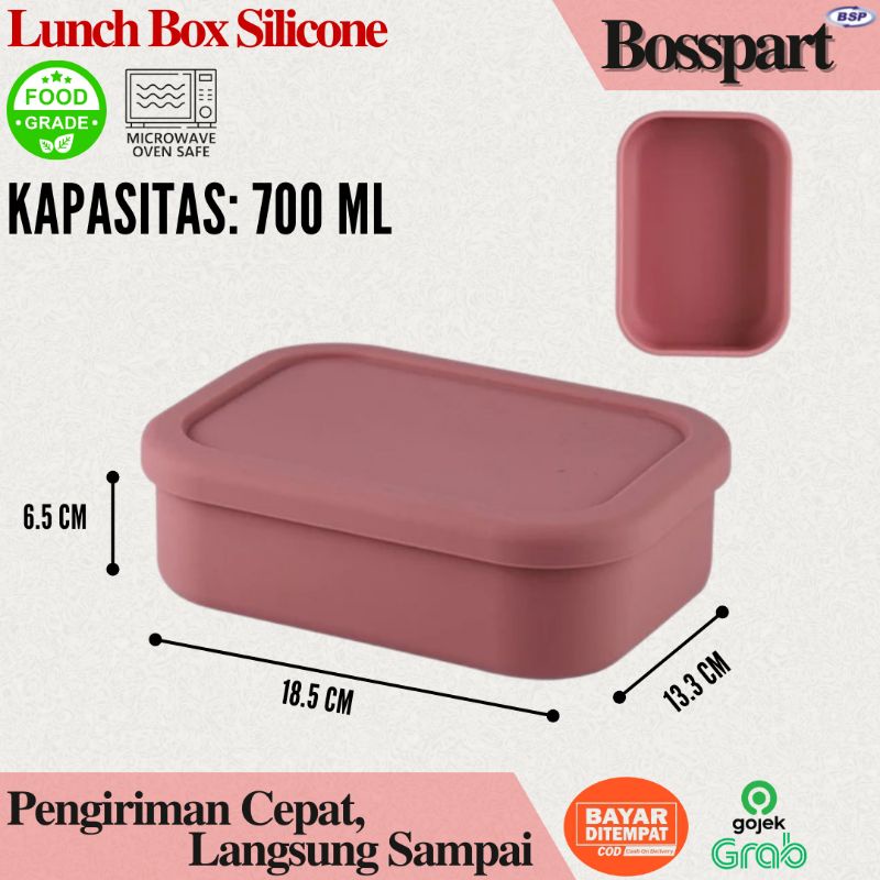 Kotak Lunch Box Sekat Silikon / Lunch Box Sekat Silicone / Bento Box Silicone