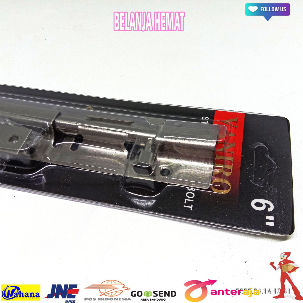 Grendel Slot Pintu Jendela 6 Inch l 15cm l Selot Stainless + Skrup