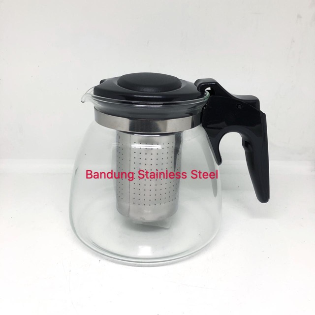 Teko teh kopi dengan saringan 900ml 1100ml 1.1 liter kaca tea pot glass elegan murah