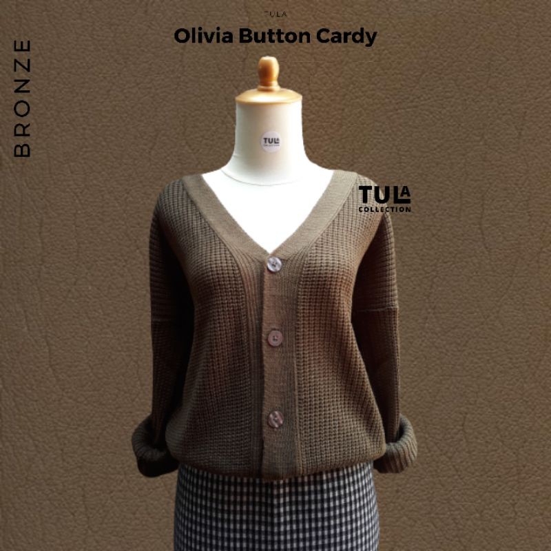 OLIVIA CARDIGAN PREMIUM BY TULA COLLECTION/ Olivia Button Cardi Tumble / cardigan wanita / outerwear-Bronze