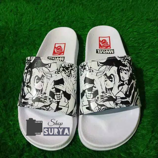 [BISA COD] Sandal Slip On Vans Marvel White / Sandal Slop Marvel white | Sendal Termurah+PAPERBAG