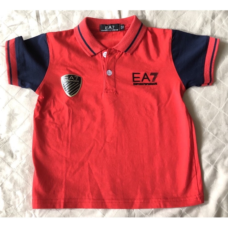 Preloved emporio armani shirt / baju atasan anak merah/ baju kerah anak