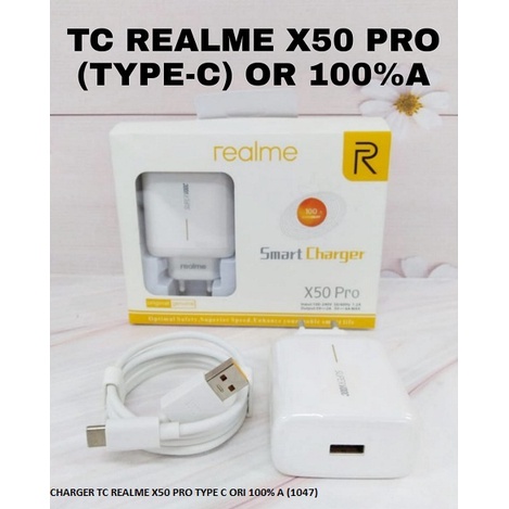 [1 SET] TRAVEL CHARGER TC ORIGINAL REALME X50 PRO SUPERDART SUPPORT VOOC TYPE C