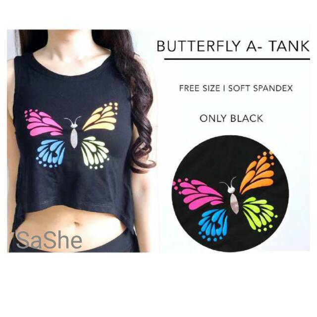 Butterfly A-Tank/Atasan/Kaos/Baju Olahraga Zumba Senam Aerobic Yoga Wanita Murah Seksi Terlaris