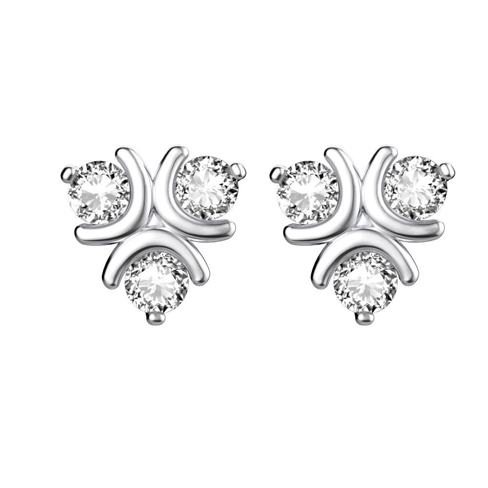 Anting Stud Tindik Tulang Rawan Telinga Bahan Baja Hias Kristal Zirkon 12 Gaya