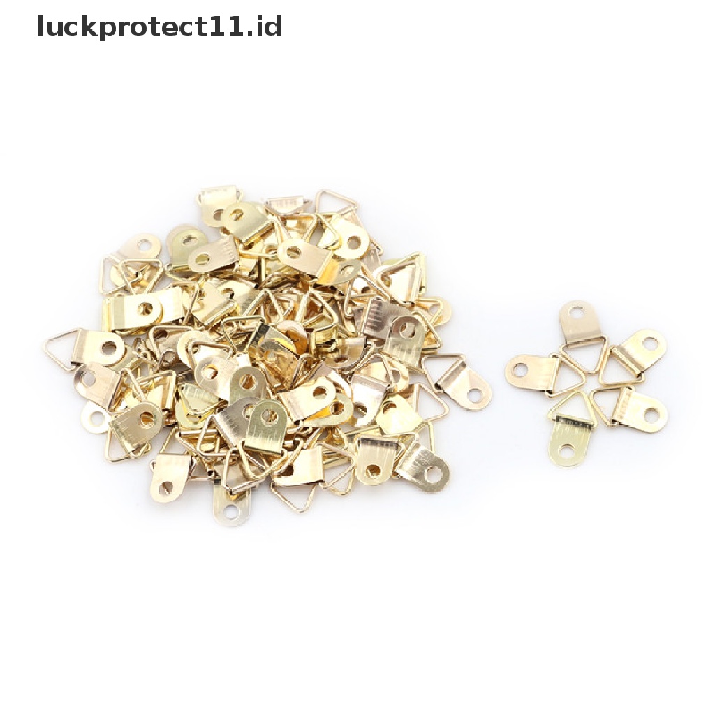 //HG&amp;ID// 100pcs Mini Golden Triangle D-Ring Picture Oil Painting Mirror Photo Frame Hook Hanger 10x20mm Furniture Accessories .