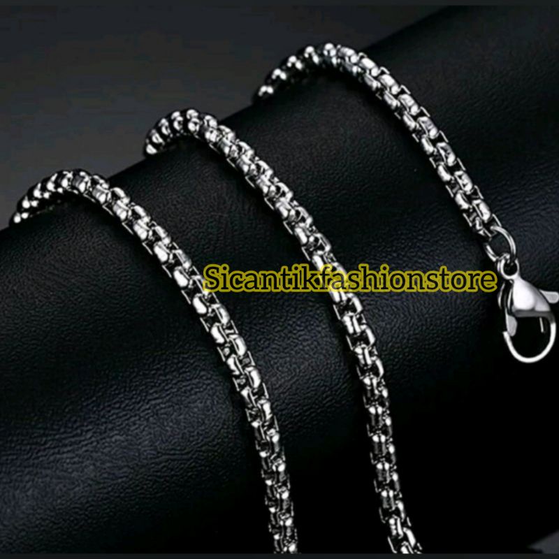 Kalung Titanium Model rolo Gold Silver Fashion Wanita Pria Terlaris Anti Karat Tidak Luntur Mewah