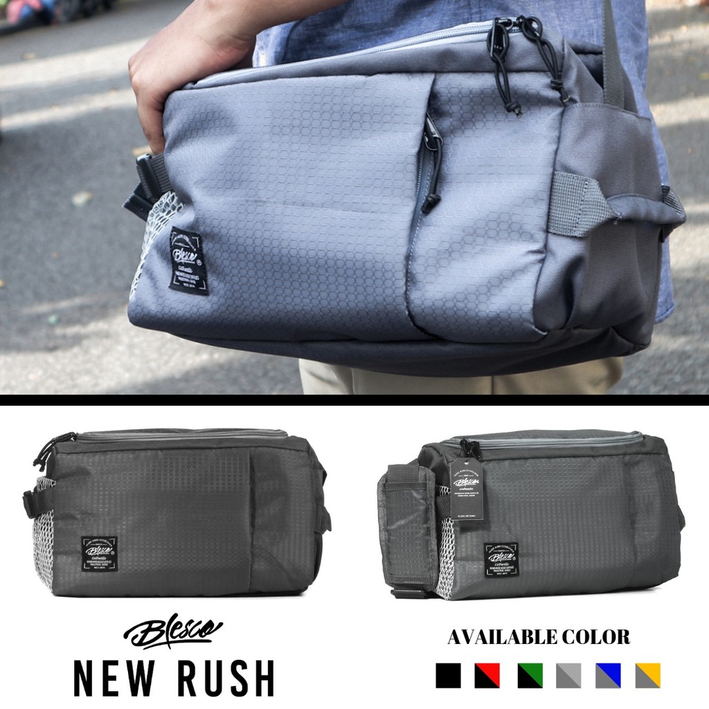 Blesco Rush / Black / Hitam / Tas Olahraga / Futsal / Renang / Gym / Fitnes / Tas Slempang /Anti air