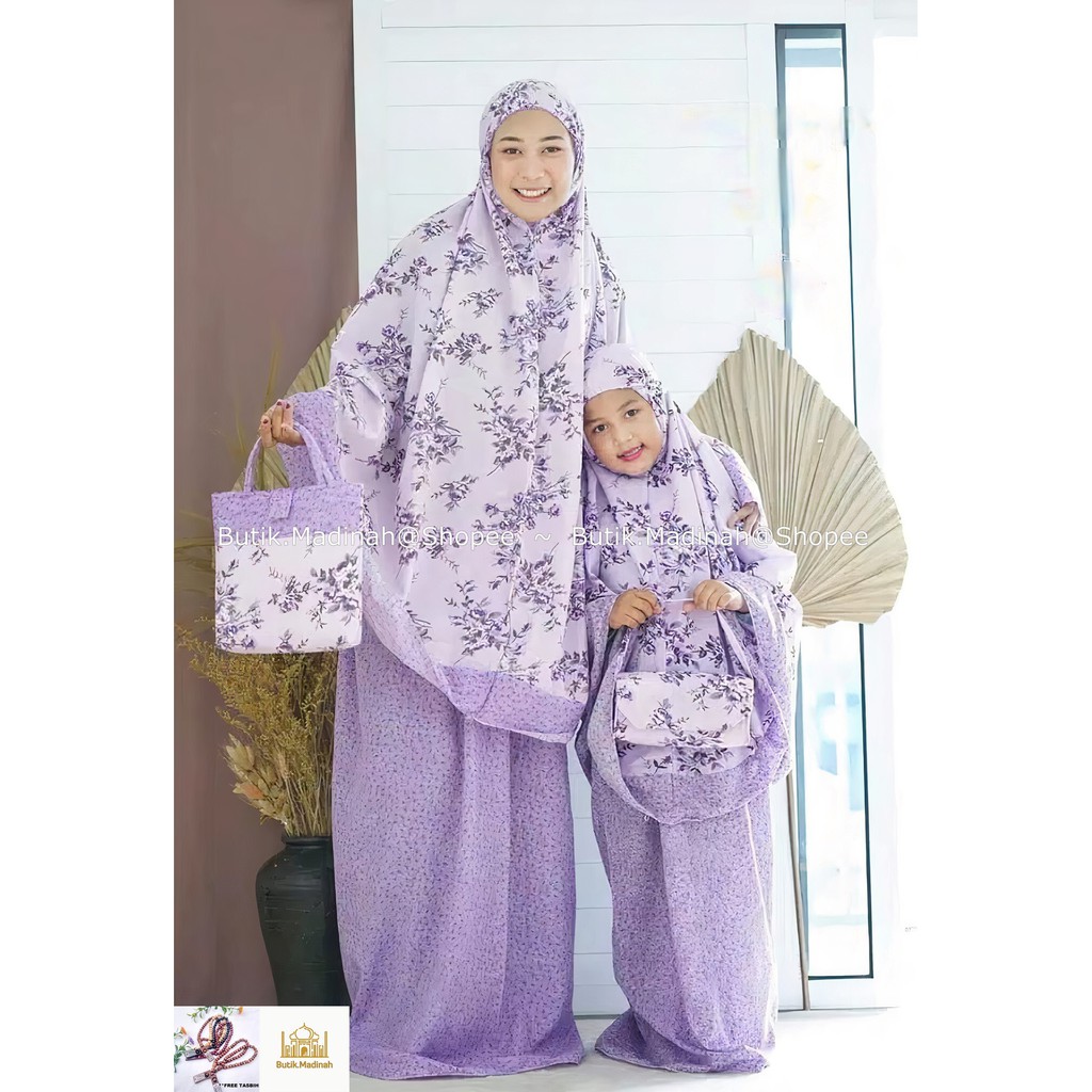 BUTIK.MADINAH MUKENA IBU ANAK DAHLIA ELVIRA BALI SITI KHADIJAH PASTELEENA DALANOVA