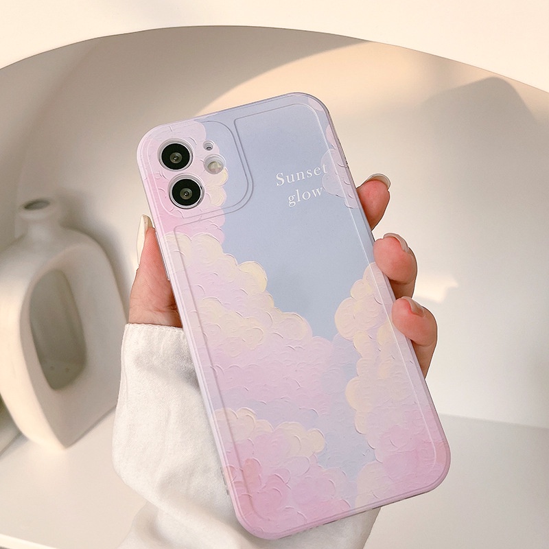 IPHONE Casing Soft Phone Case Warna Pink Biru Langit Gradasi Hola Dyeing Untuk Iphone7 8 PLUS X XR XS 11 12 13 14 MINI PRO MAX SE 2020