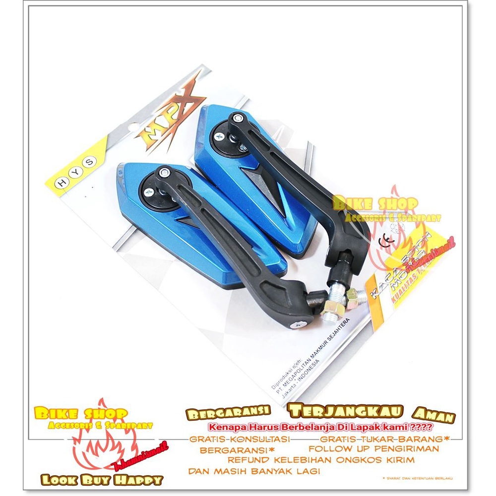 Spion Motor Alevo Putar 360 Derajat Honda Beat Vario Scoopy Dll Variasi Motor Warna Biru kaca Spion-2