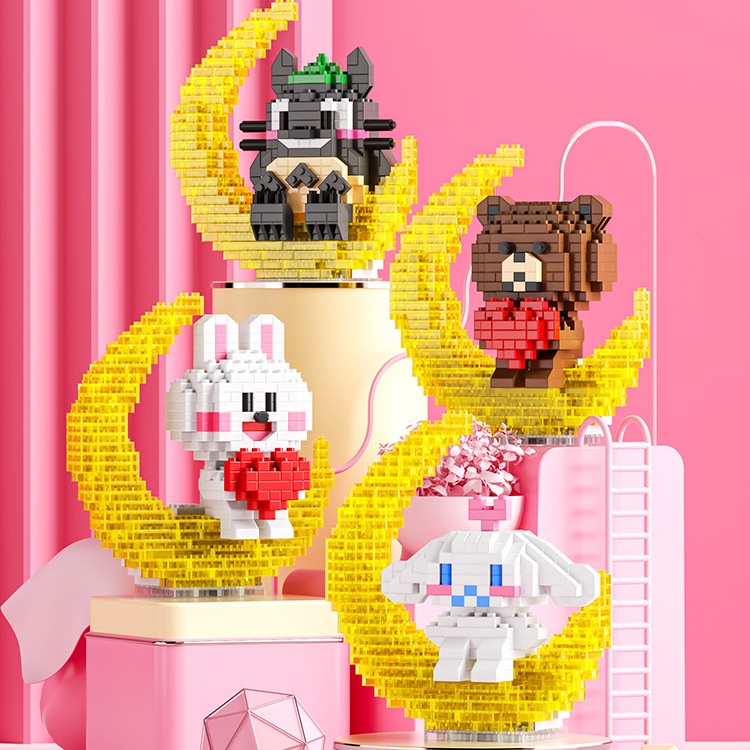 (Bisa Bersinar) Nano Block Model Bulan Balok Susun Mainan Bangunan 3D Puzzle Brick Mini